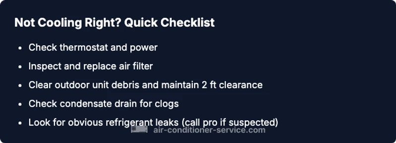 Checklist: AC not cooling troubleshooting steps