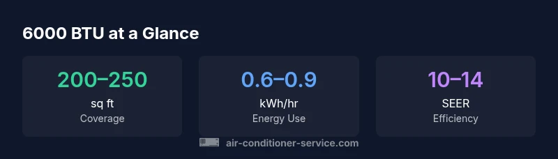 Infographic showing 6000 BTU unit specs and typical efficiency metrics