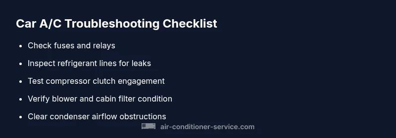 Checklist for car A/C troubleshooting