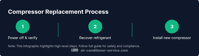 Process diagram showing three steps of compressor replacement