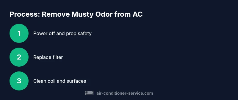 Infographic showing steps to remove musty odor from air conditioner