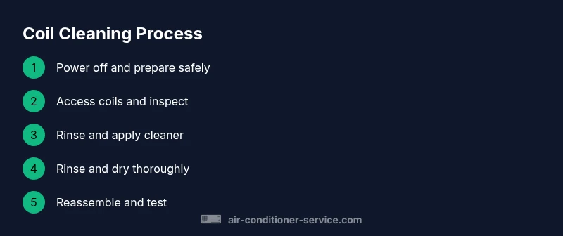 Infographic showing steps to clean air conditioner coils
