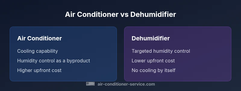 Infographic comparing air conditioner vs dehumidifier