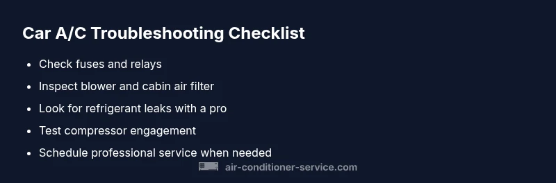 Checklist for car A/C troubleshooting