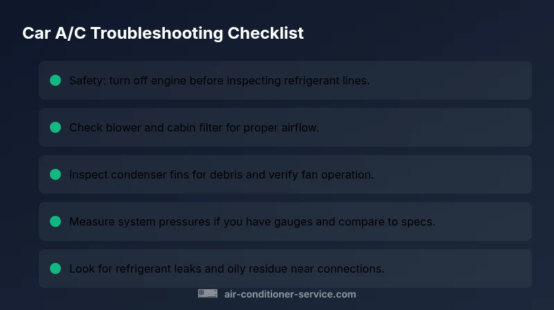 Checklist for diagnosing car A/C not cooling