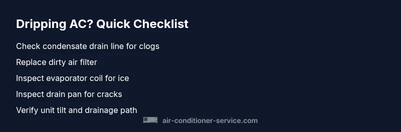 Checklist infographic for fixing dripping air conditioner